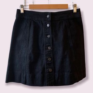 J. Crew Factory Denim Skirt with Buttons - Black
